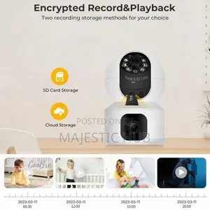 Dual-Lens Wifi Security Camera Motion Alerts, Night Vision