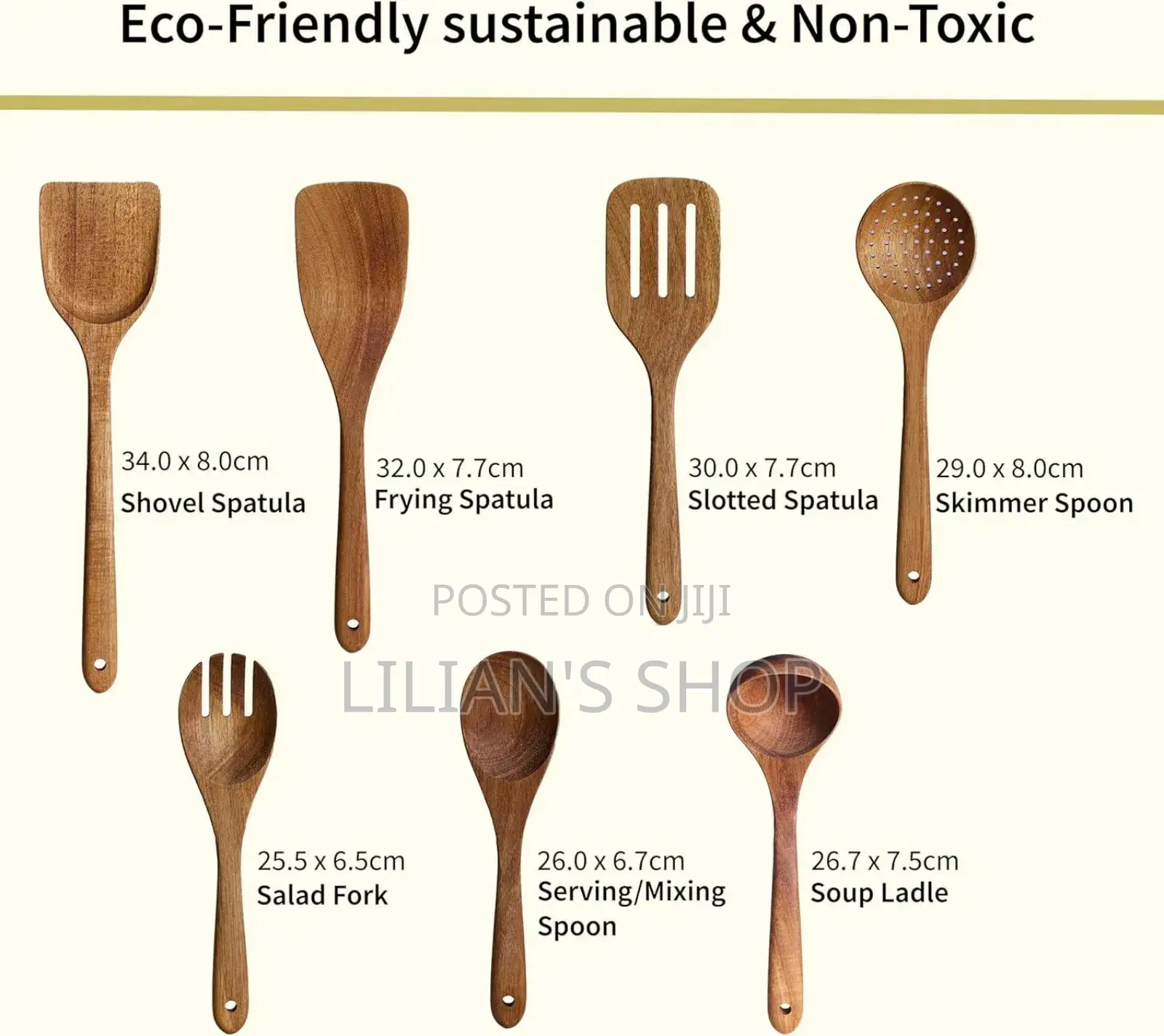 8pcs Flende Premium Wooden Kitchen Utensils Set