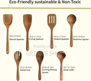 8pcs Flende Premium Wooden Kitchen Utensils Set