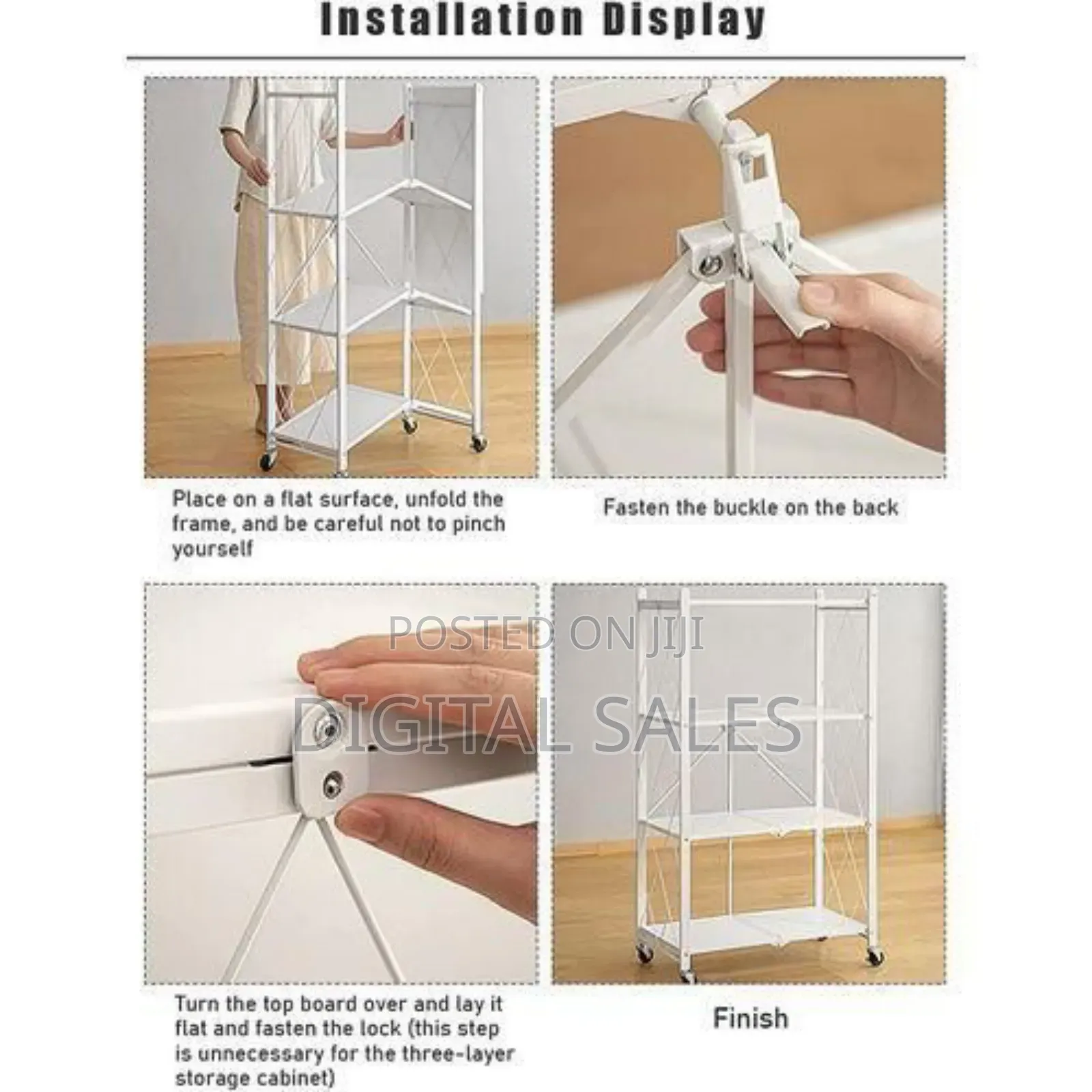 Versatile Foldable Rolling Storage Shelf