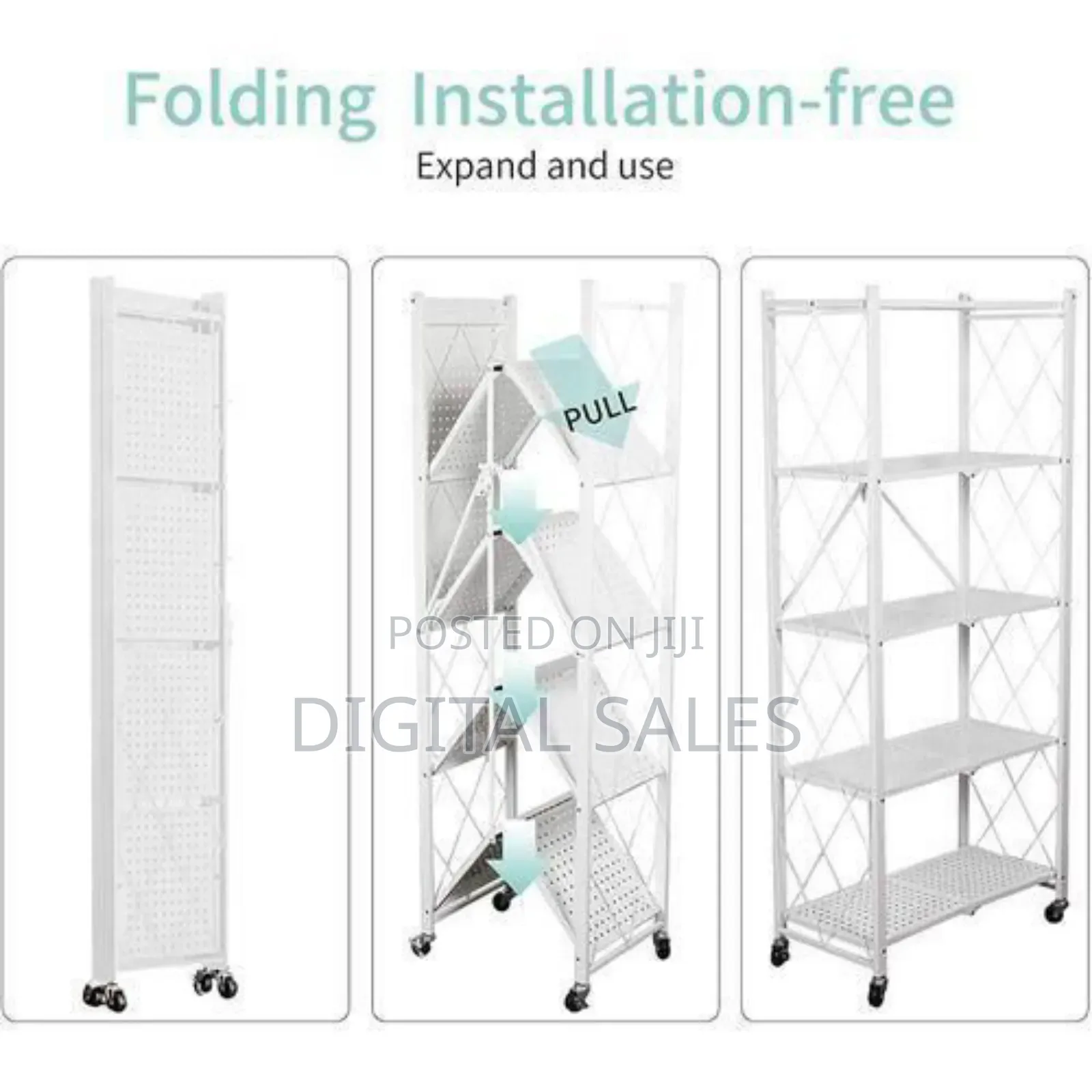 Versatile Foldable Rolling Storage Shelf