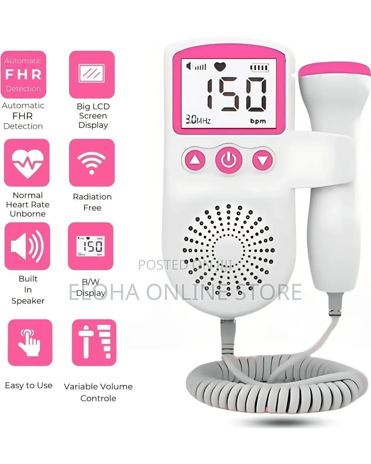 Handheld Digital Fetal Doppler/Baby Heartbeat Monitor