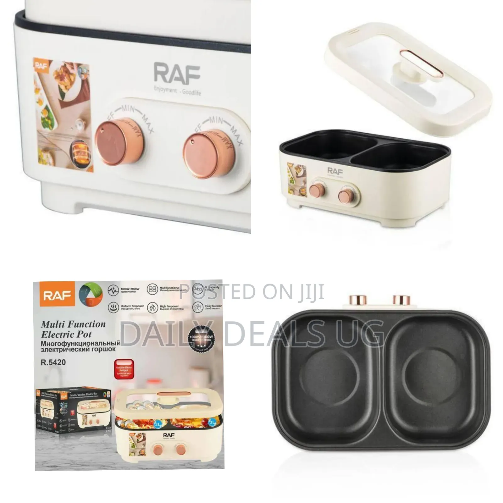 Raf Dual-Compartment Electric Mini Cooker / Hot Pot - Multicolor