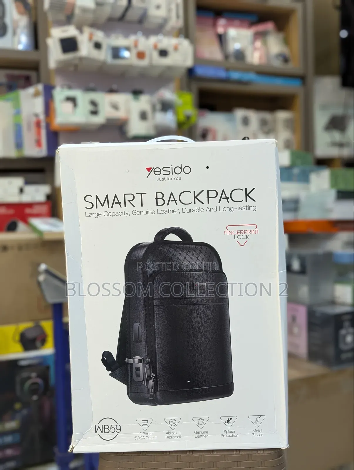 Yesido Genuine Leather Smart Backpack With Fingerprint / Laptop Bag