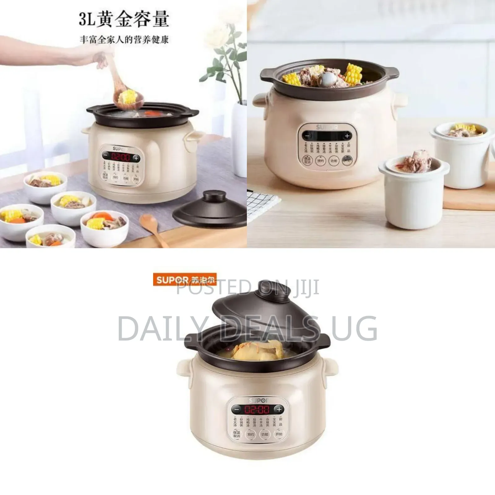 Electric Slow Cooker / Ceramic Stew Pot - Multicolor