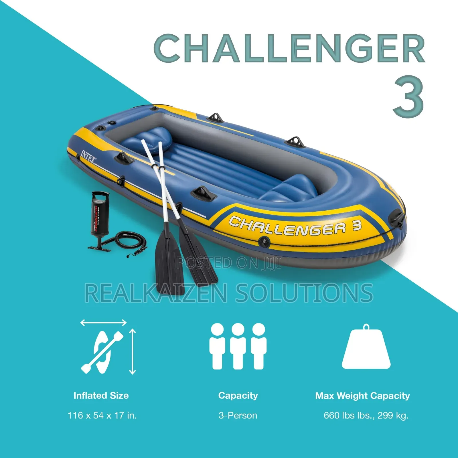 Intex Challenger 3 Inflatable Boat For 3 People
