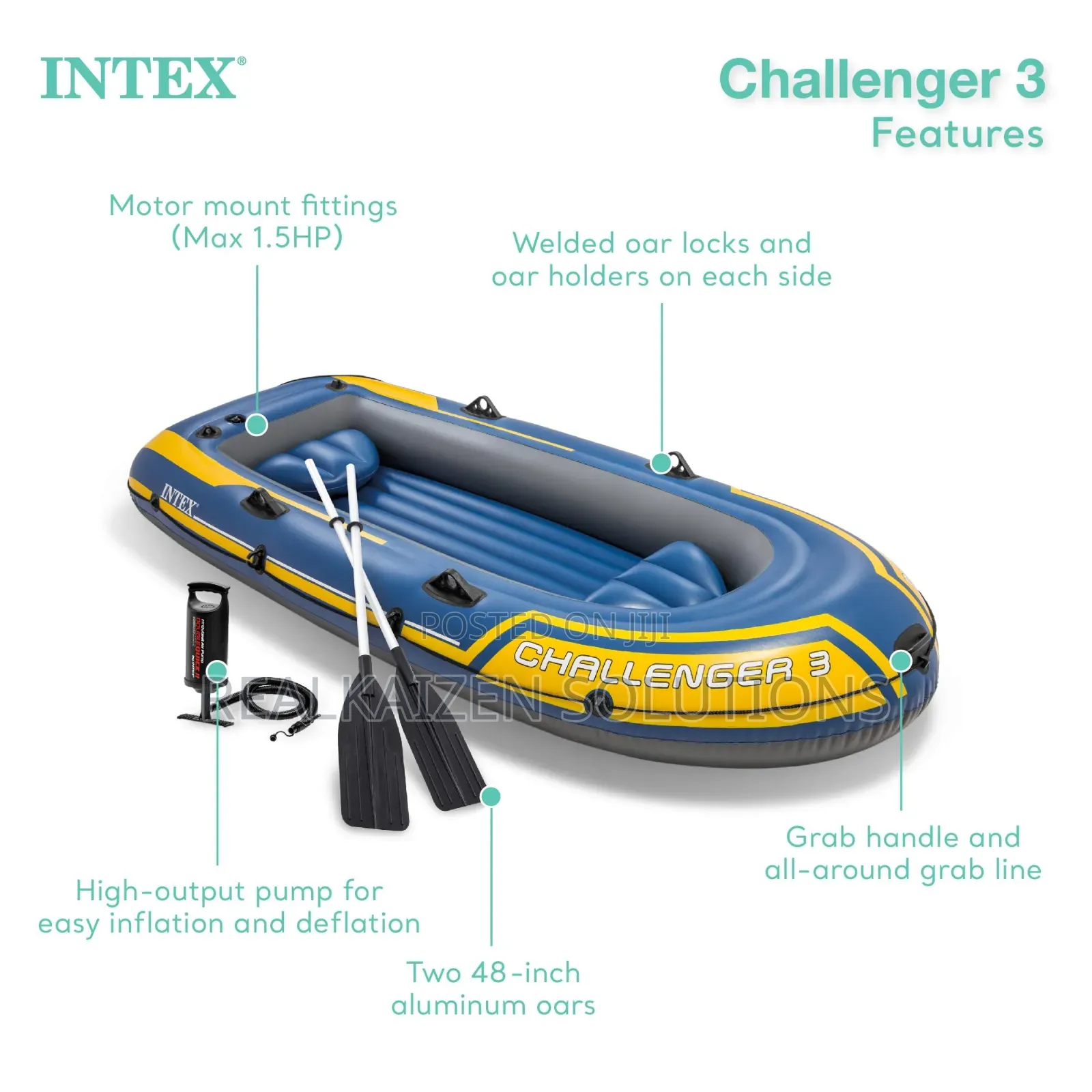 Intex Challenger 3 Inflatable Boat For 3 People