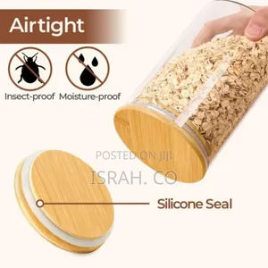 Premium Clear Glass Food Storage Canisters With Airtight Bamboo