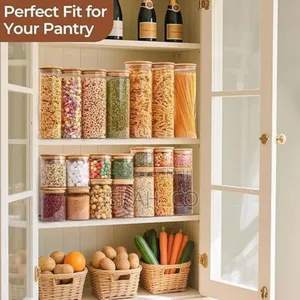 Premium Clear Glass Food Storage Canisters With Airtight Bamboo
