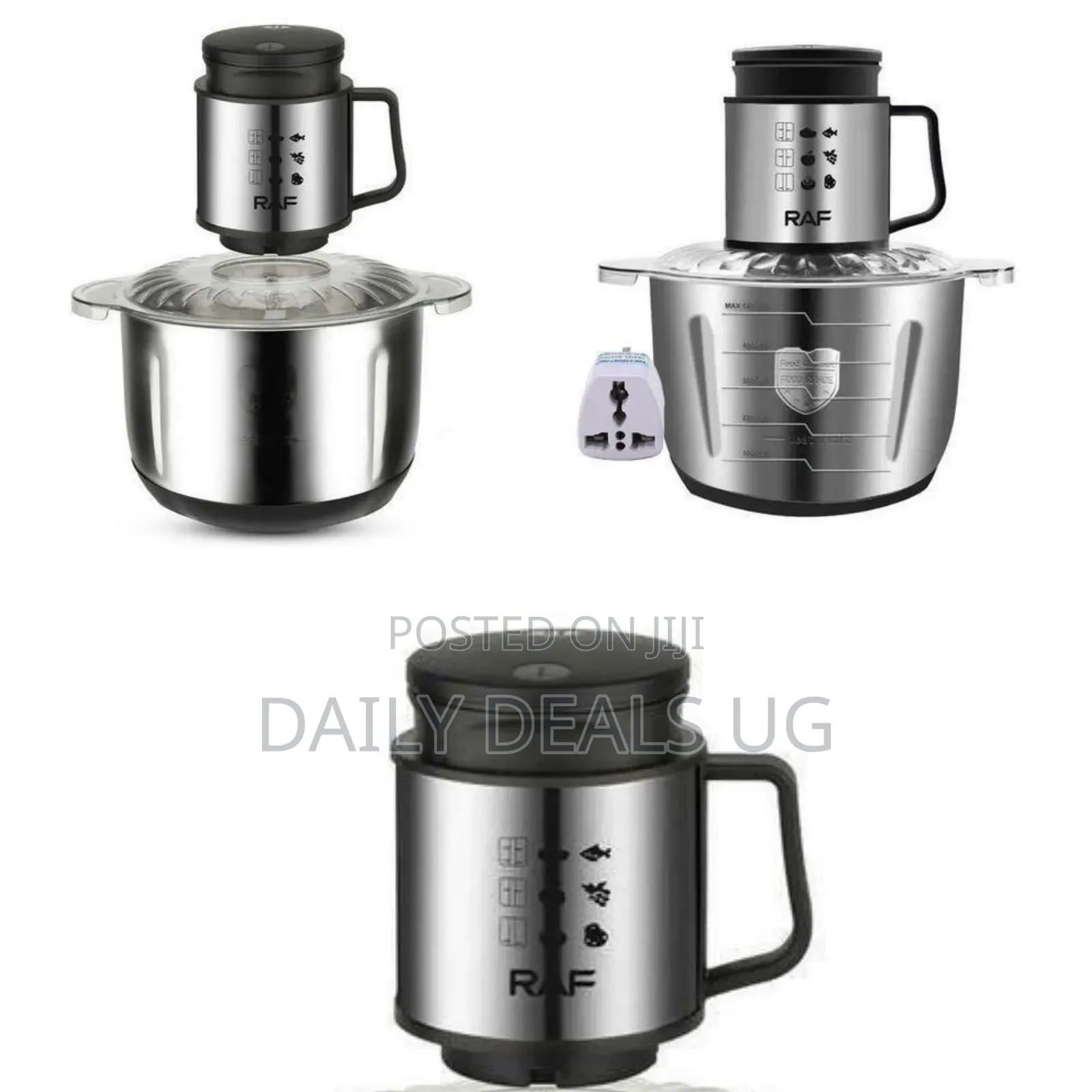 Raf Multi-Function Electric Food Chopper With Stainless Steel Bowl