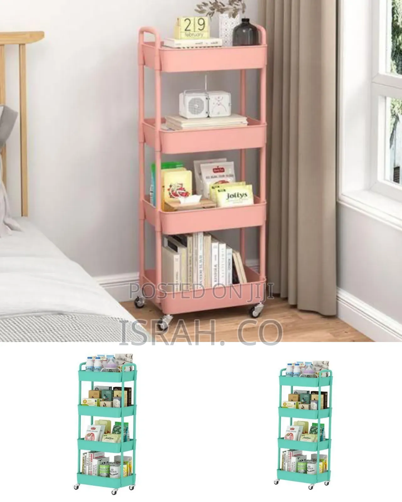 4-Layer Black Movable Utility Storage Cart