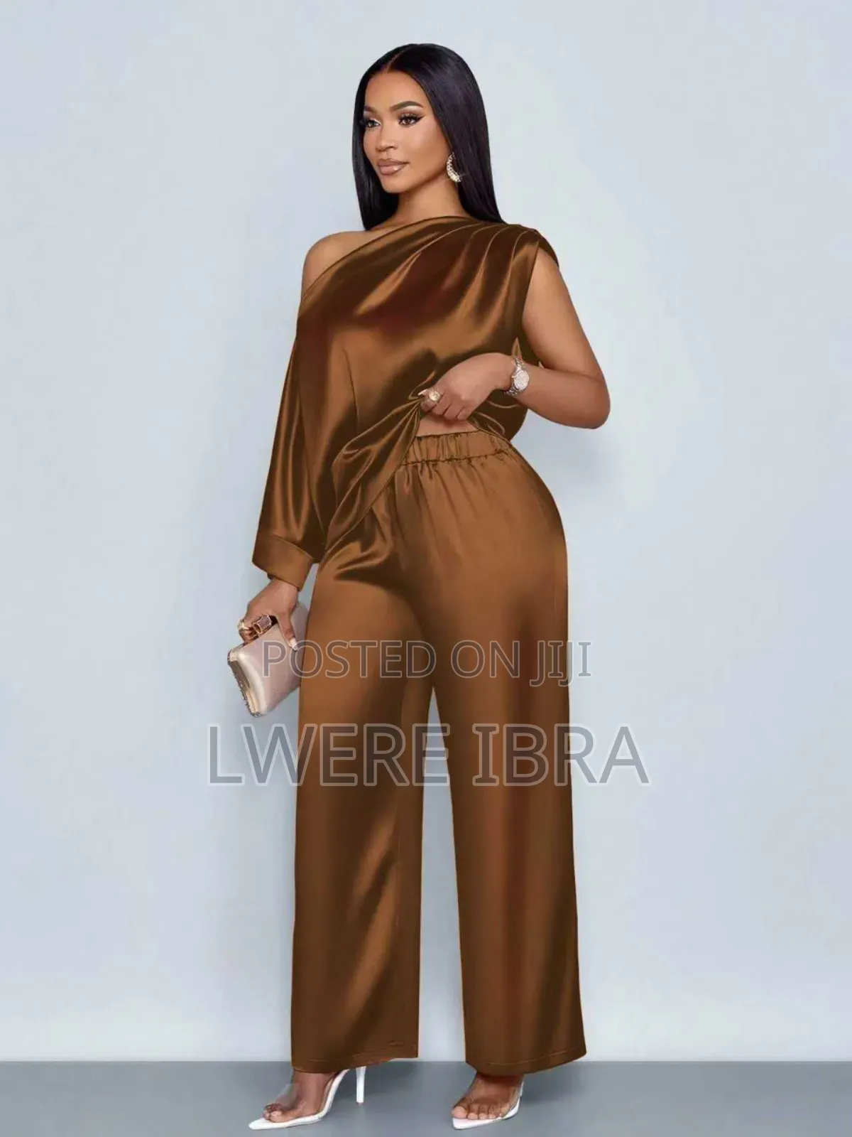 Brown Satin Party Twopieces