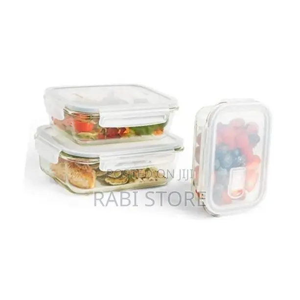 3 Piece Food Safe Microwave Oven Safe Glass Bowls Fridge Containers