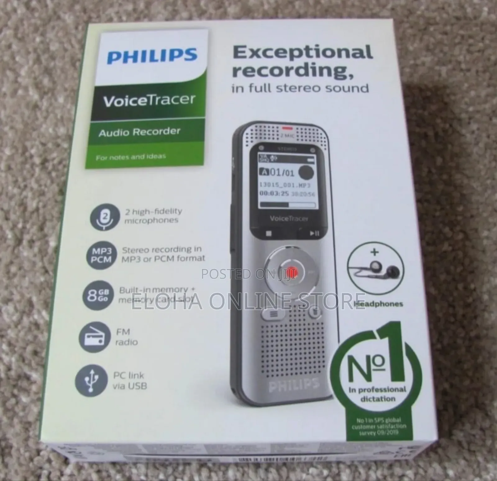 Philips Audio Recorder With Exceptional Recording in Full Stereo Sound