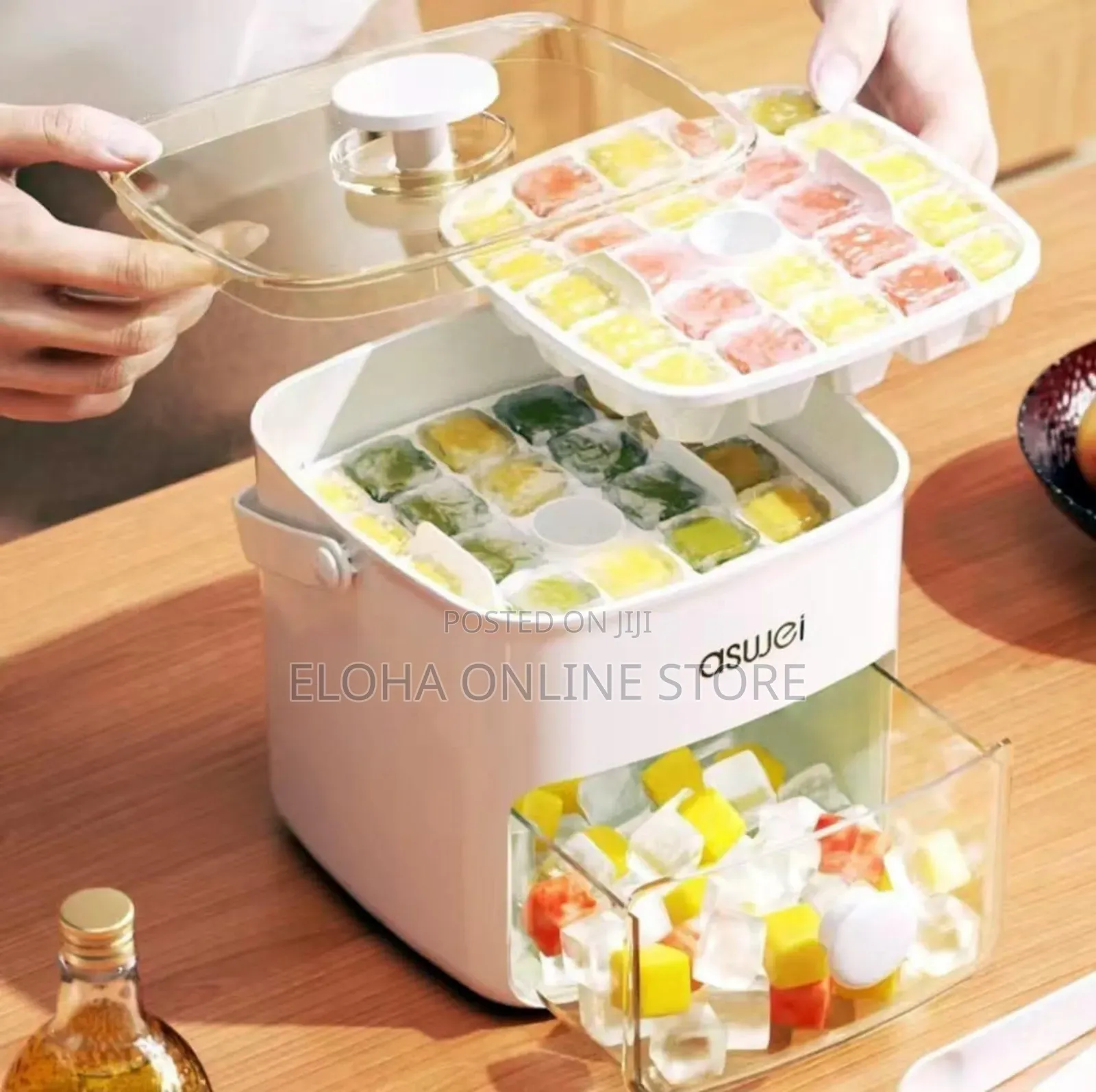 Aswei Portable Ice Cube Maker and Storage Box