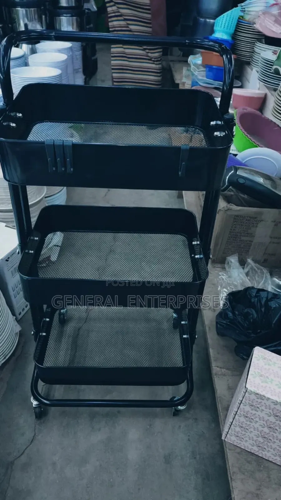 Metal, 3-tier Rolling Utility Cart