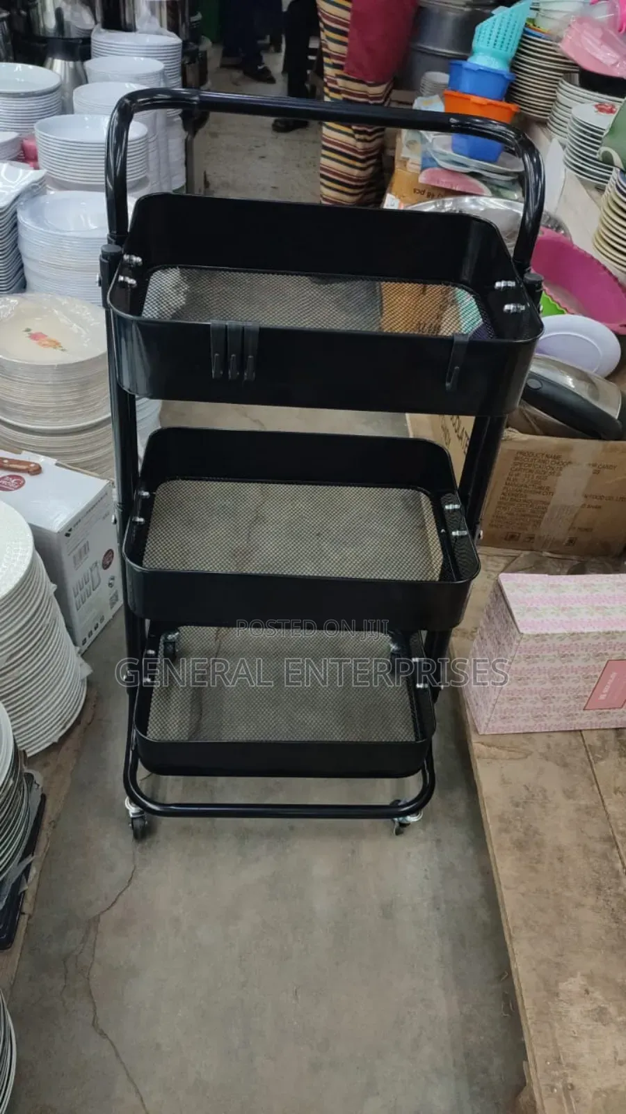 Metal, 3-tier Rolling Utility Cart