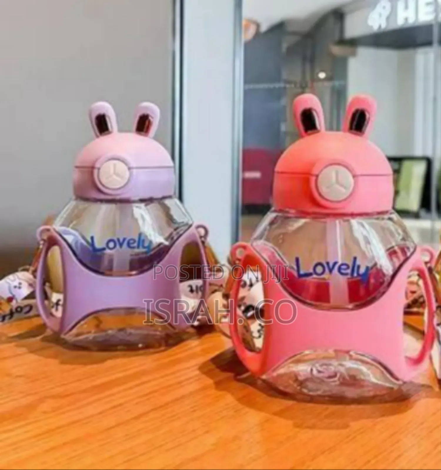Adorable "Belly Cup" Water Bottles With Bunny Ears Straw
