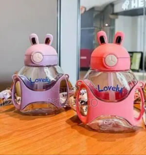 Adorable "Belly Cup" Water Bottles With Bunny Ears Straw