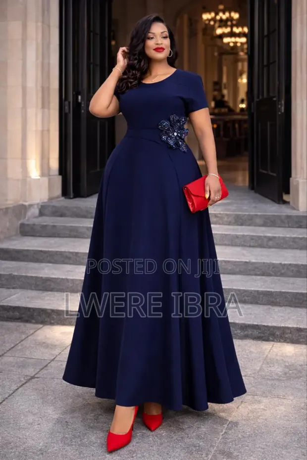 Navy Long Round Party Dresses for Ladies for sale -  Price: USh 130,000 on  Jiji.ug [Central Division]
