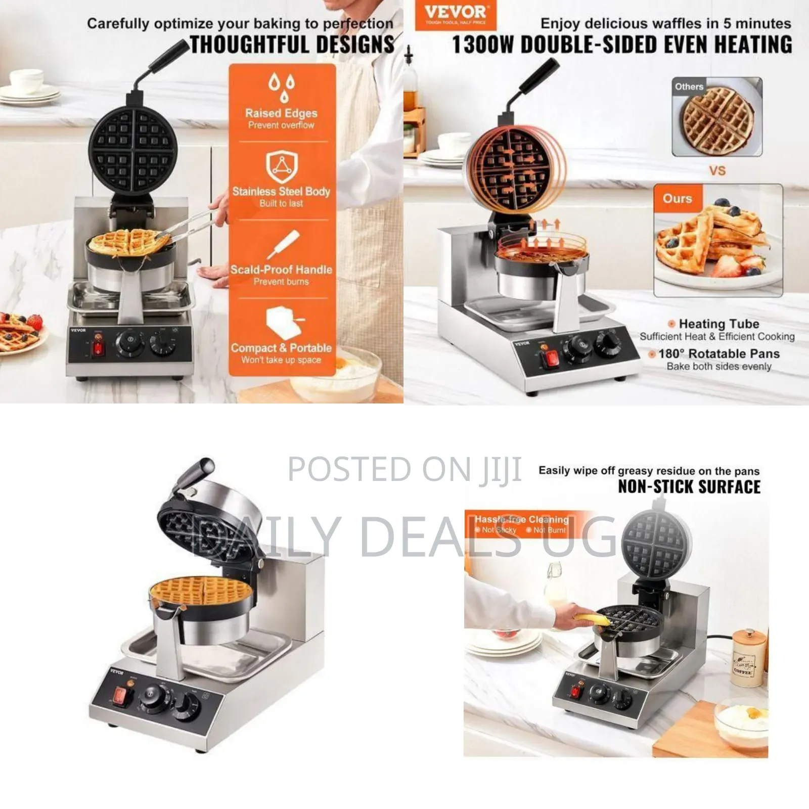 Heavy-Duty Single Round Waffle Maker (Commercial Grade) - Multicolor