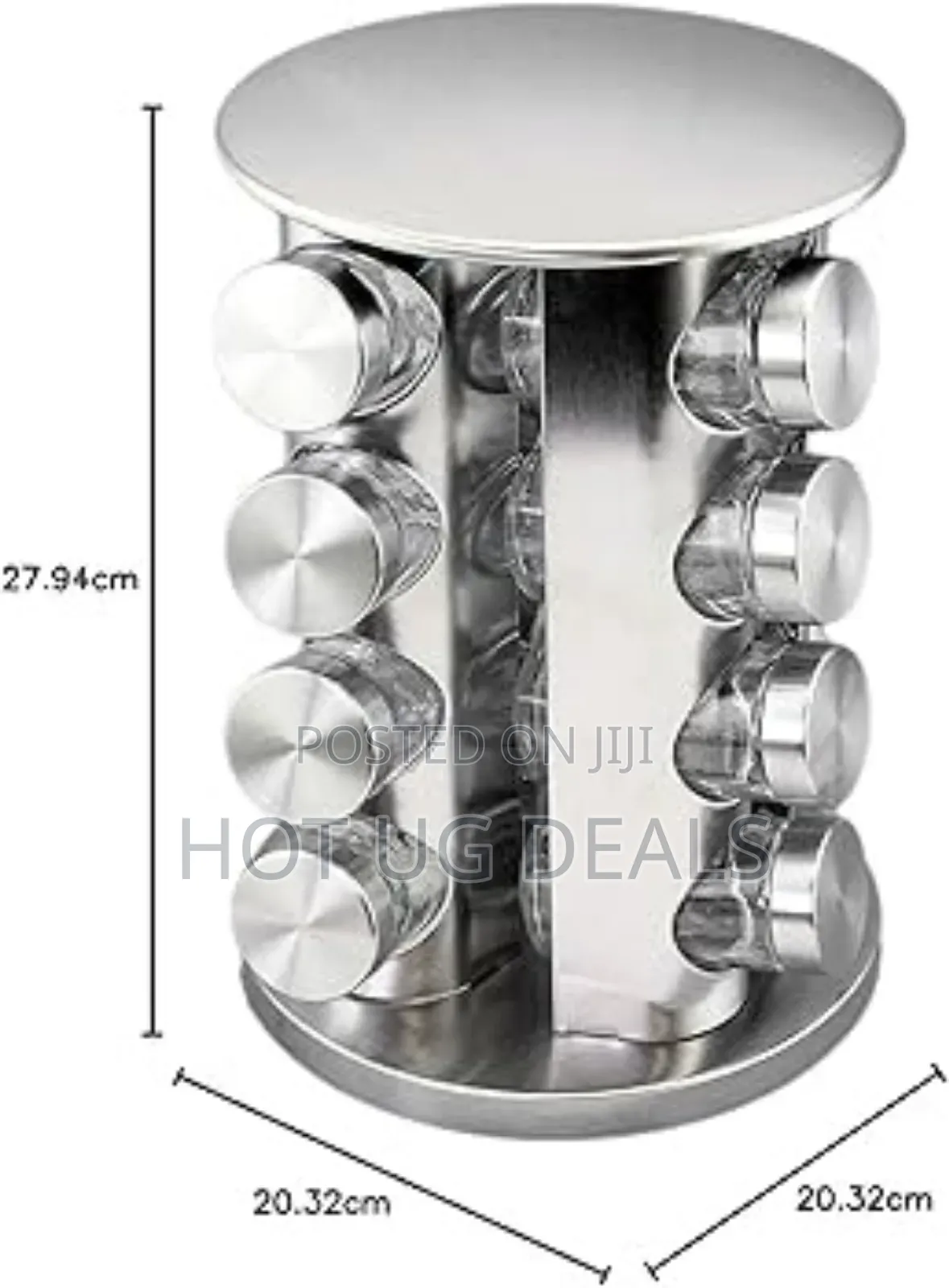 Kitchen Spice Rack With 16 Set Of Spice Jars, Round Stainless Steel