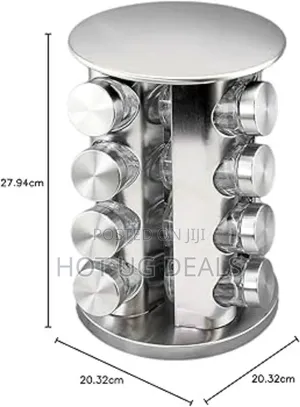 Kitchen Spice Rack With 16 Set Of Spice Jars, Round Stainless Steel