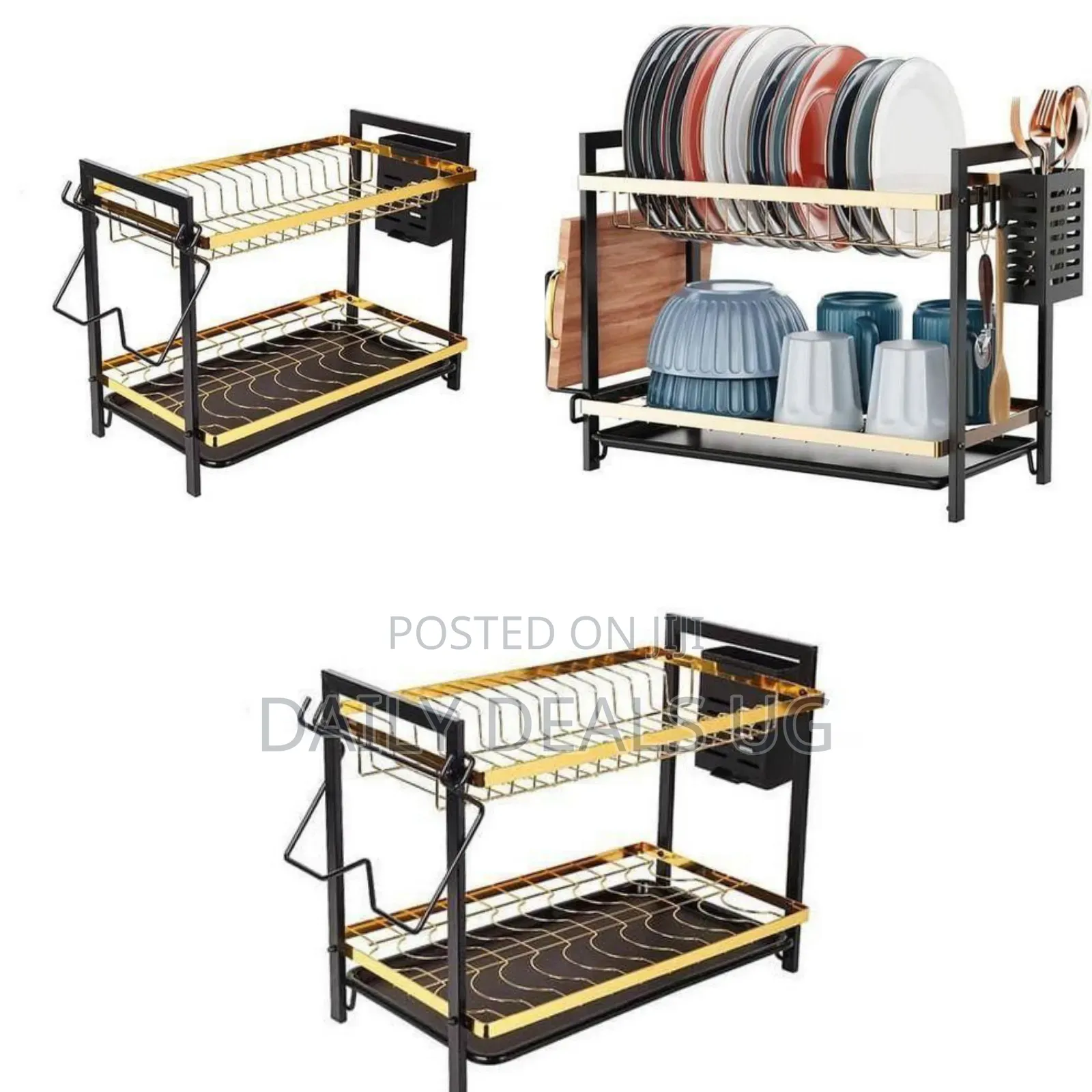 Sophisticated Two-Tier Dish Drying Rack and Countertop Organizer