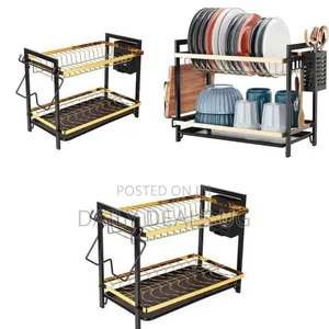 Sophisticated Two-Tier Dish Drying Rack and Countertop Organizer