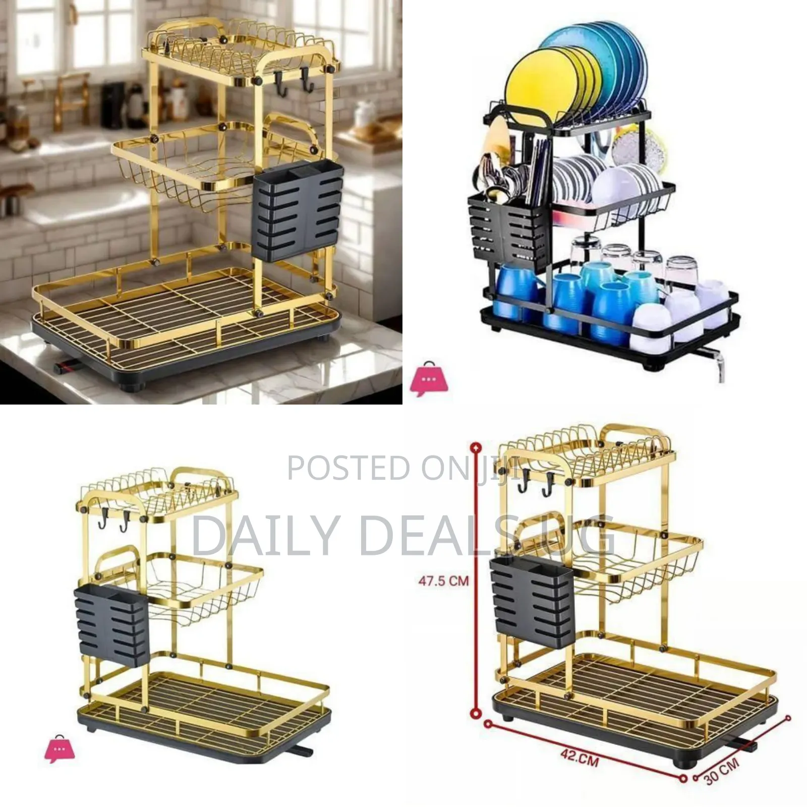 3-Tier Detachable Dish Drying Rack - Multicolor