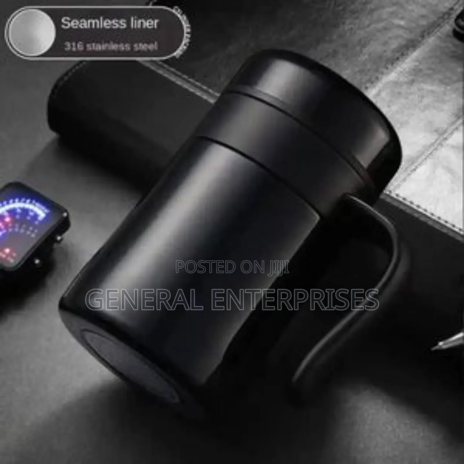 Black Insulated Coffee Mug Constructed With 304 Stainless Steel.