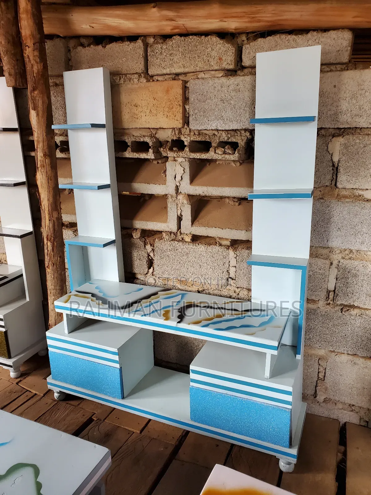 Tv Stand White and Blue