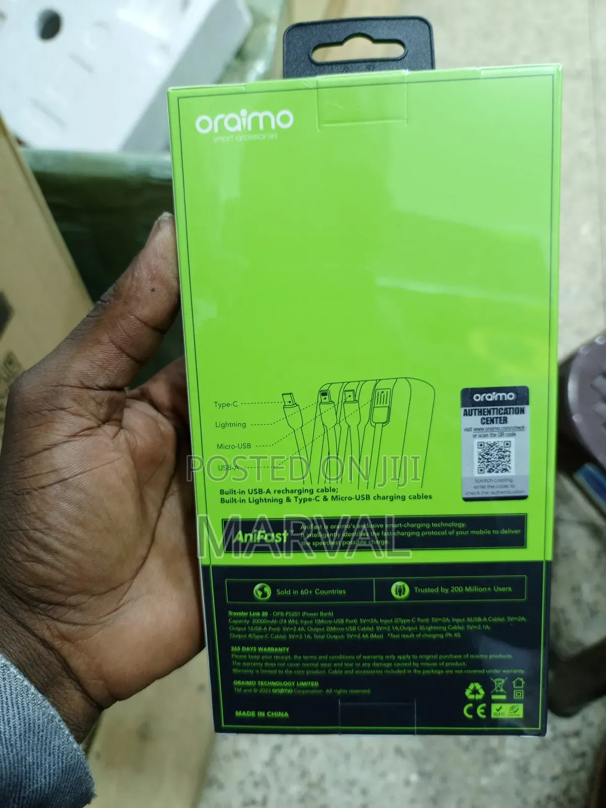 Oraimo Traveler Link 20 Power Bank (Model Opb-P5201).