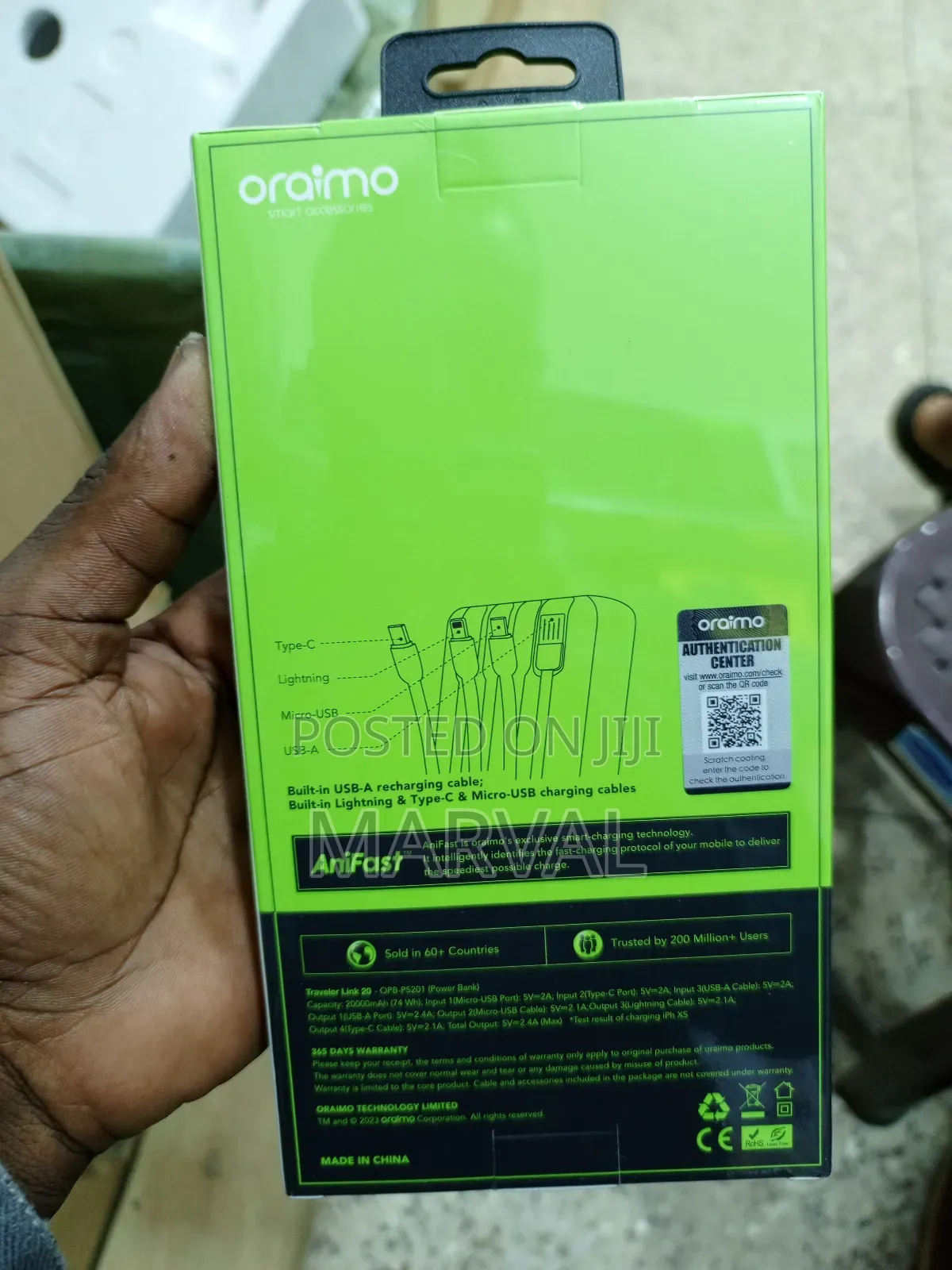 Oraimo Traveler Link 20 Power Bank (Model Opb-P5201).