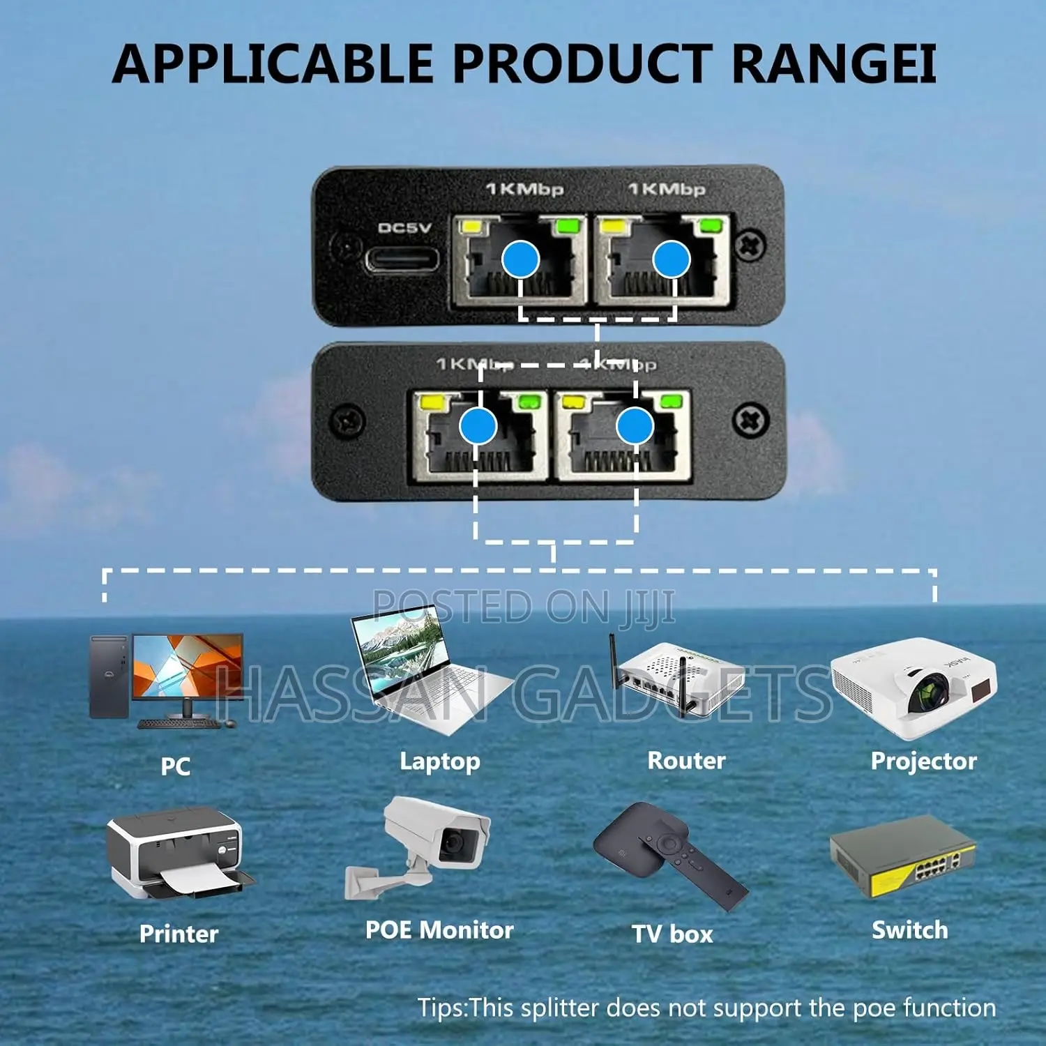 Rj45 Network Splitter Adapter 3in 1 High Speed1000mbps