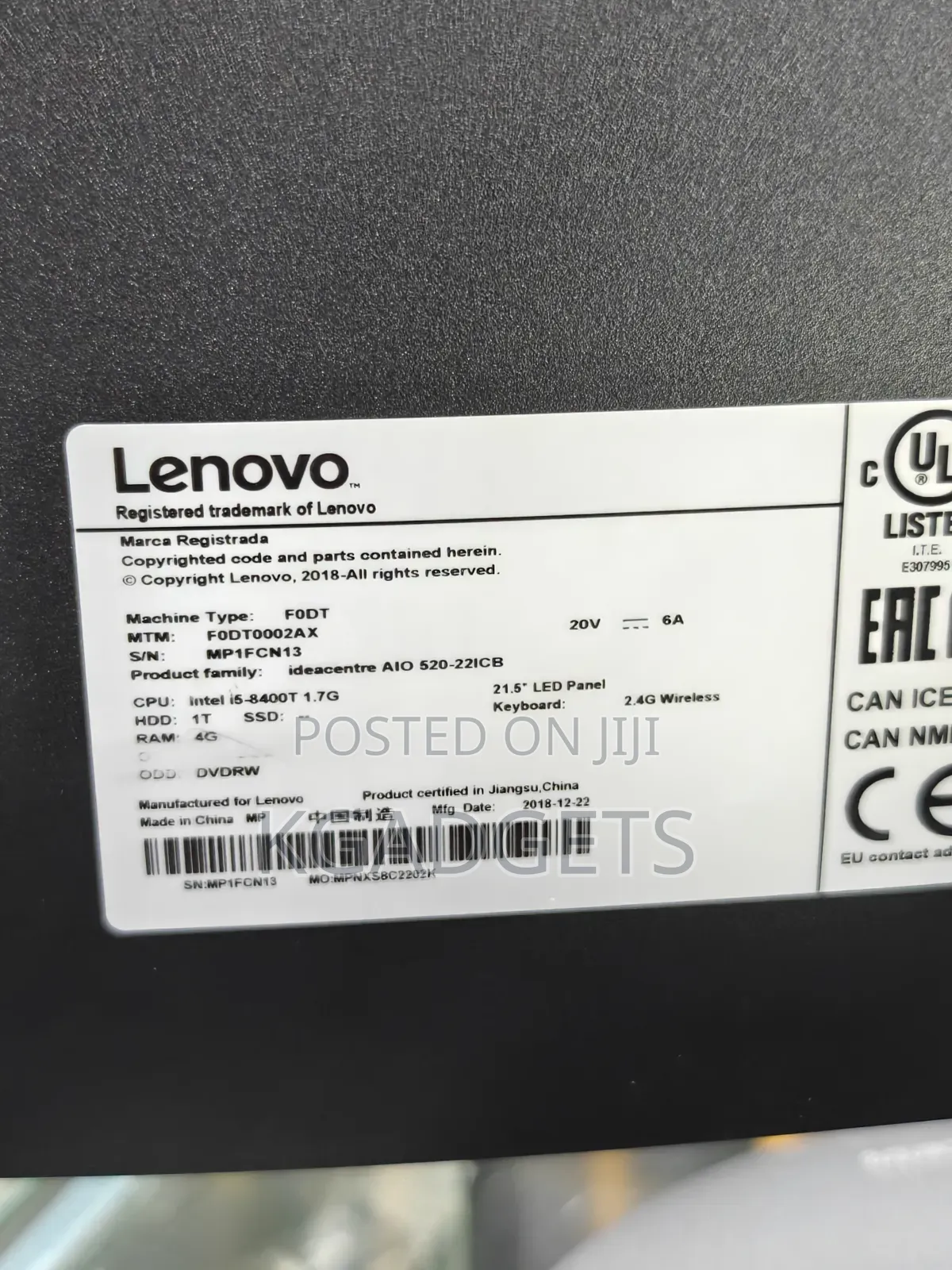 New Lenovo ideacentre AIO 520 8GB Intel Core i5 SSD 256GB