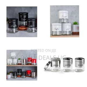 Coffee Station Countertop Storage Canister Set - Multicolor