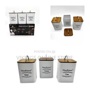 Stylish Kitchen Canister Set With Wooden Lids