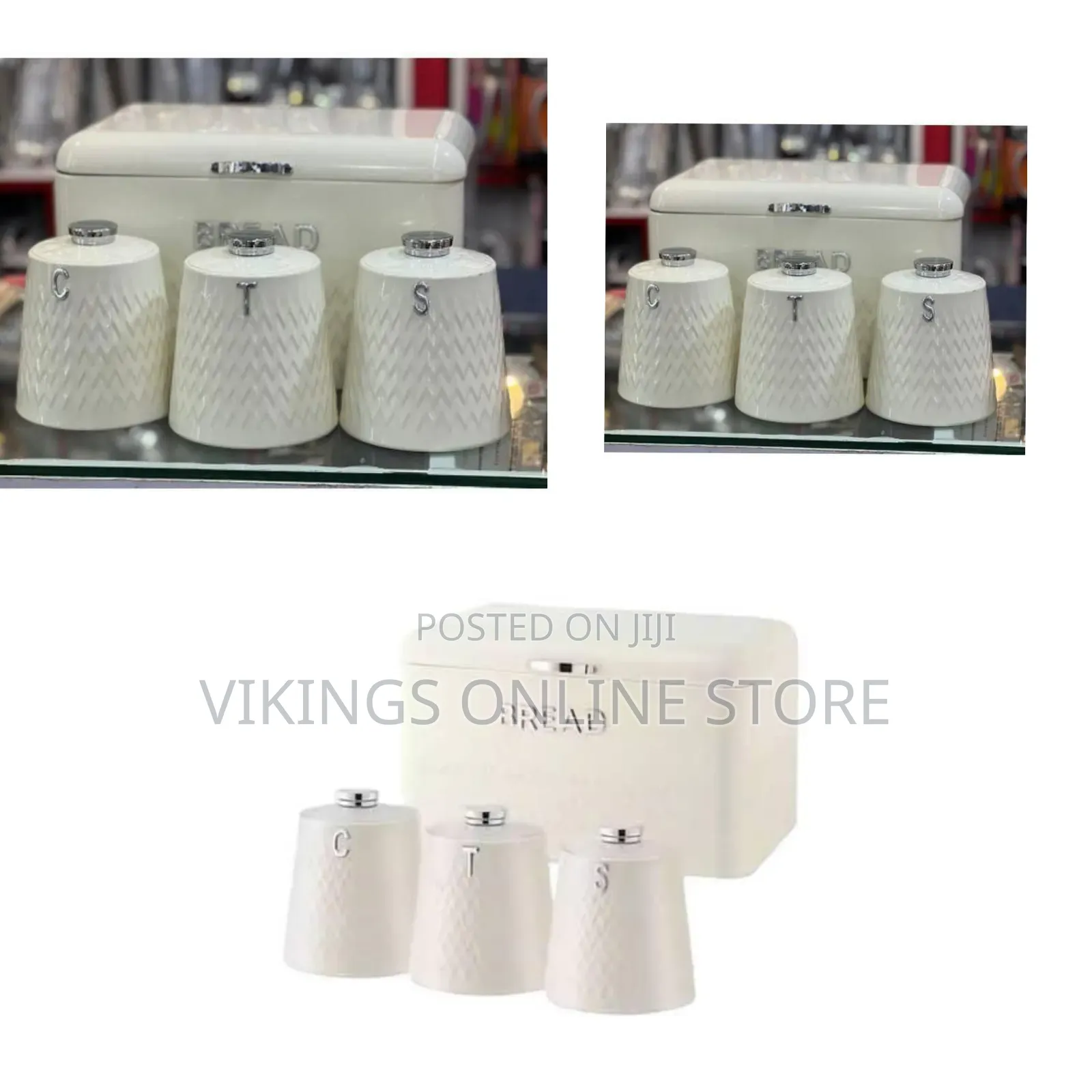 Elegant Cream Bread Bin and Canister Set