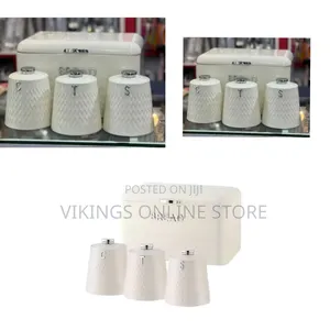 Elegant Cream Bread Bin and Canister Set