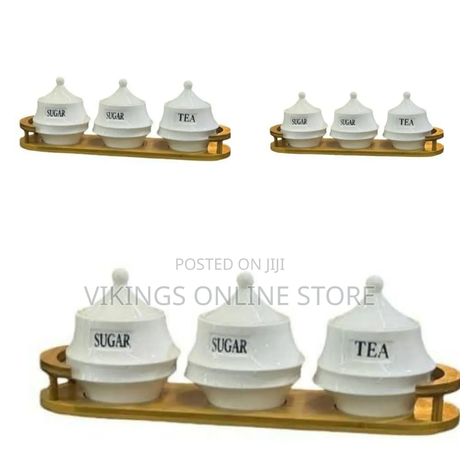 Elegant Ceramic Canister Set With Wooden Stand