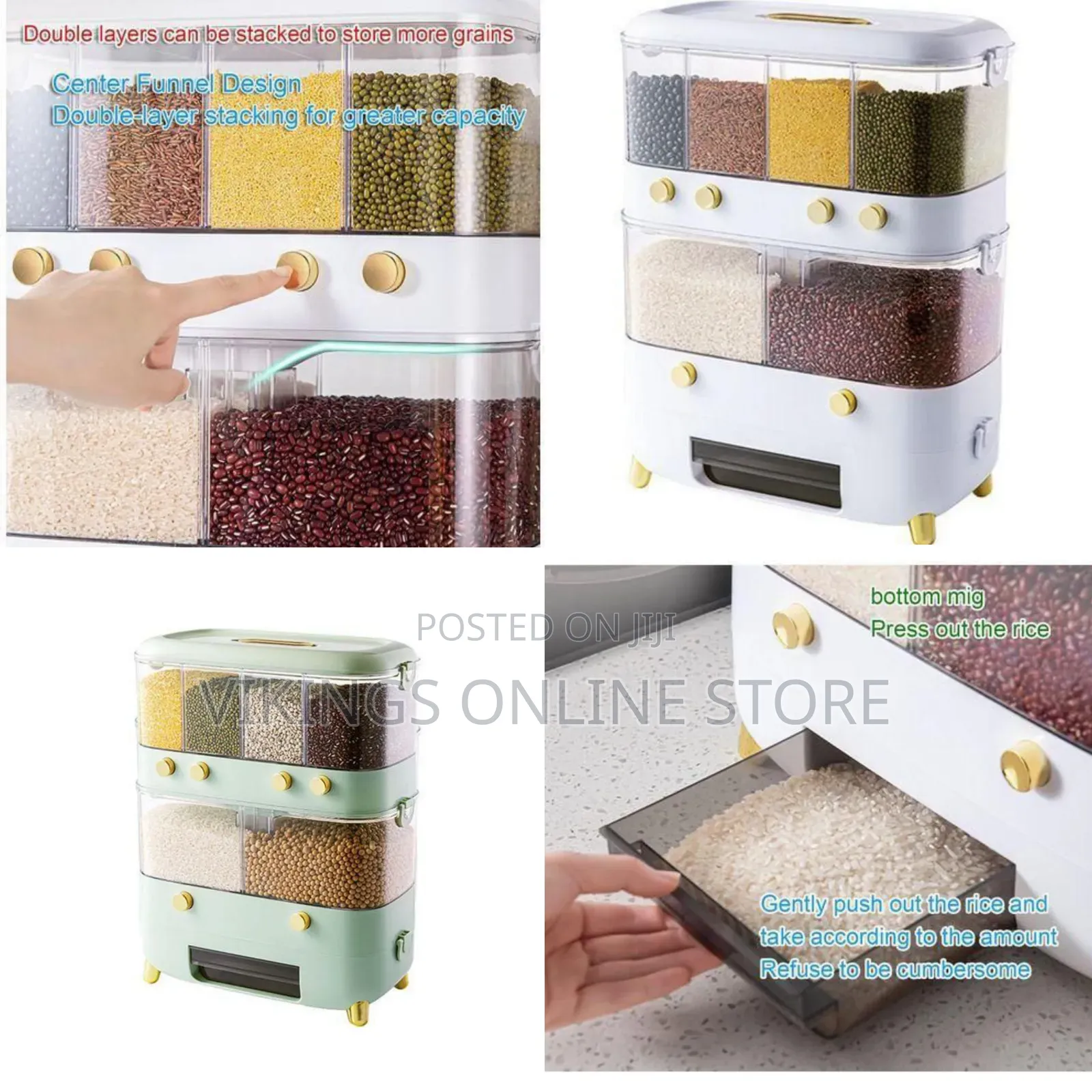 Multi-Grid Dry Food and Grain Dispenser - Multicolor
