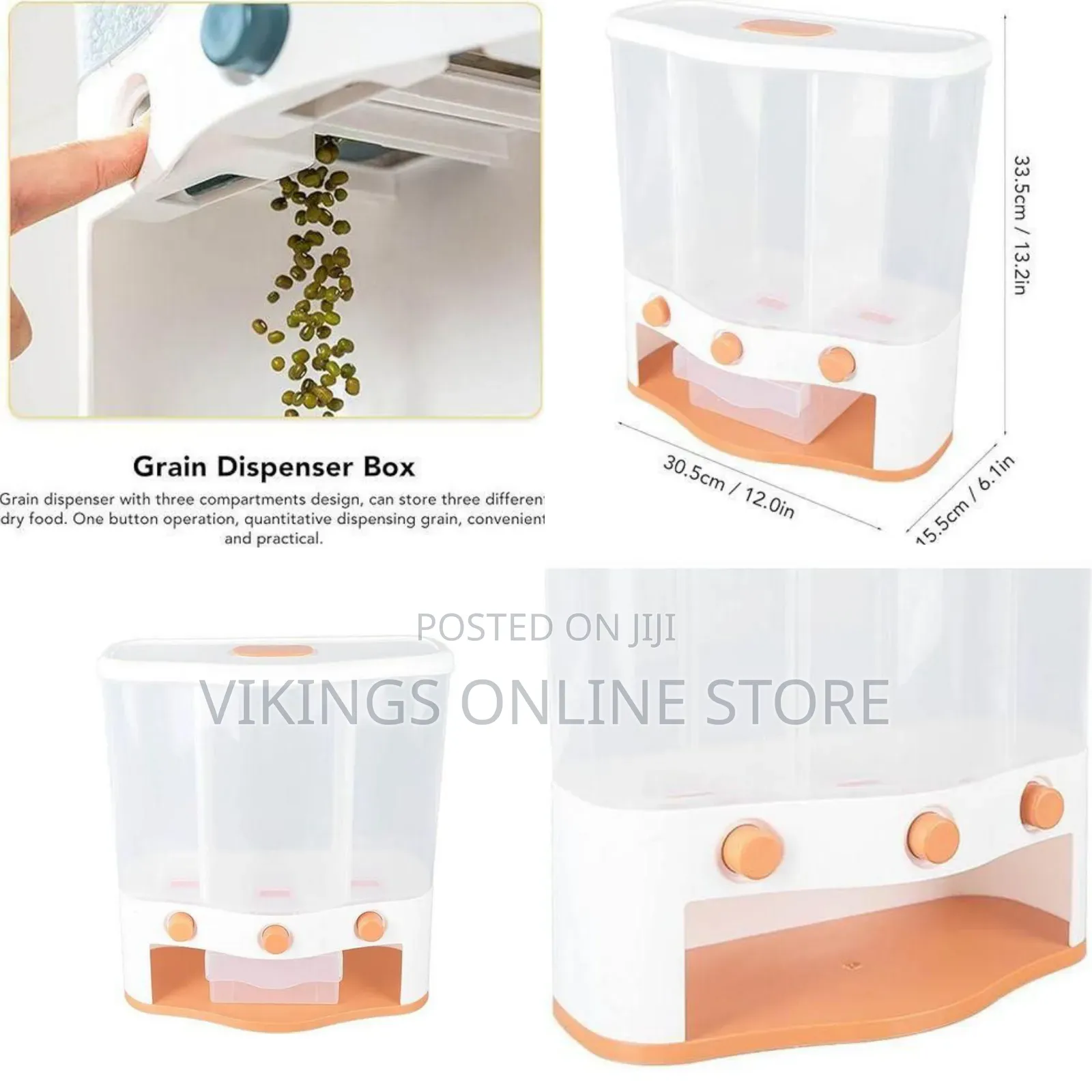 3 Grid Grain Storage Container/ Dispenser