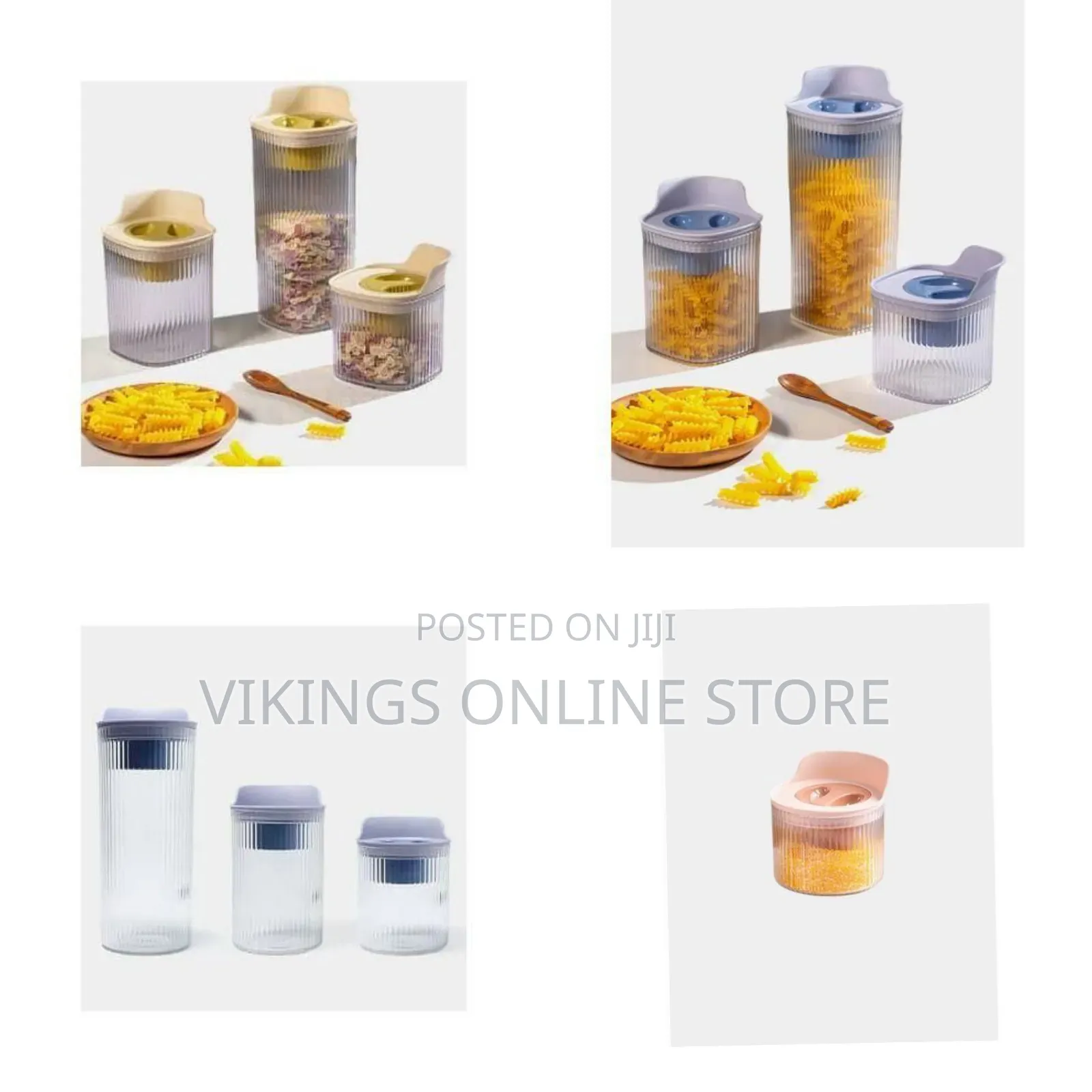 Stylish Ribbed Storage Canister Set With Integrated Dispenser