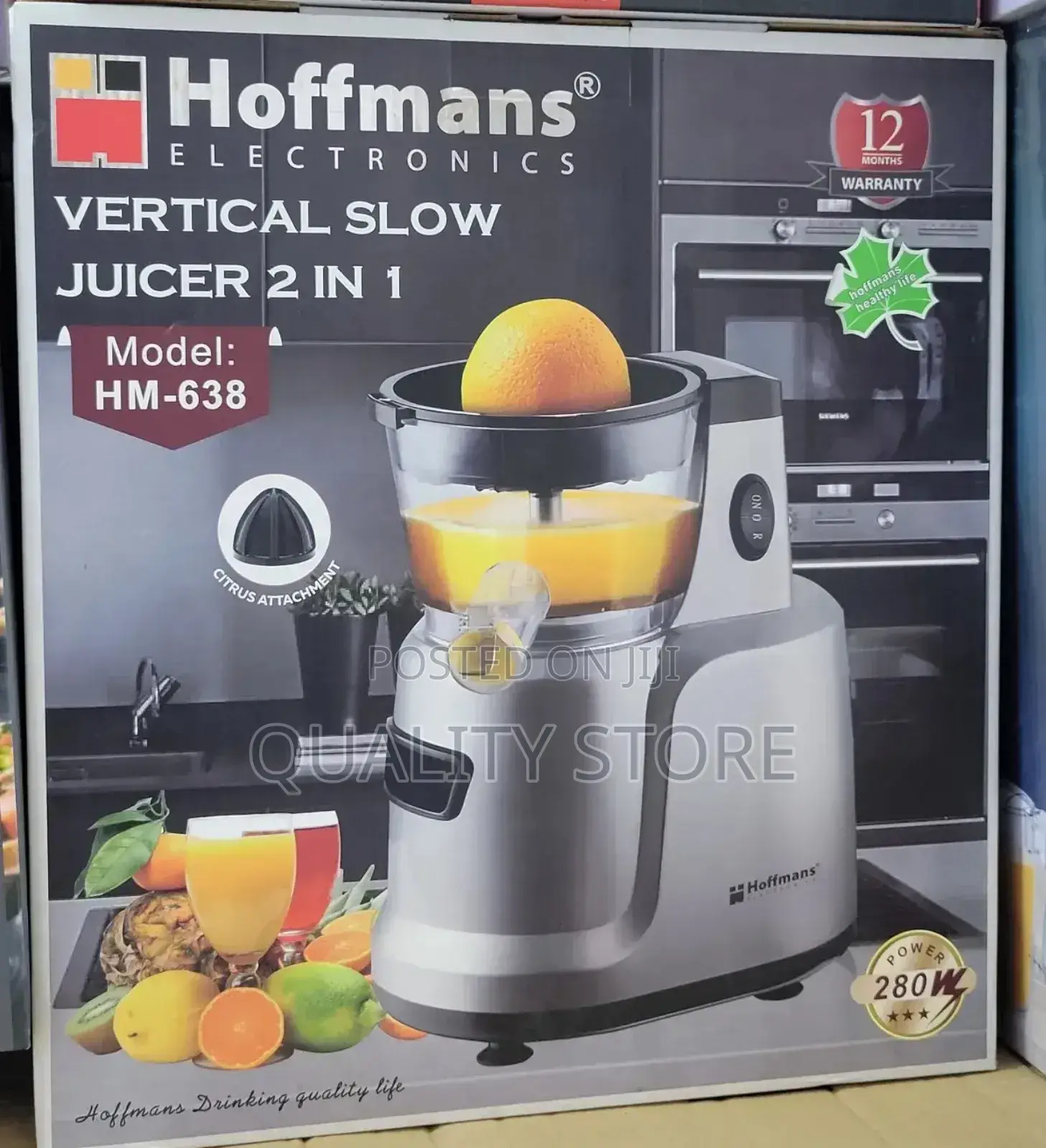 Hoffmans Vertical Slow Juicer 2 in 1 Hm-638