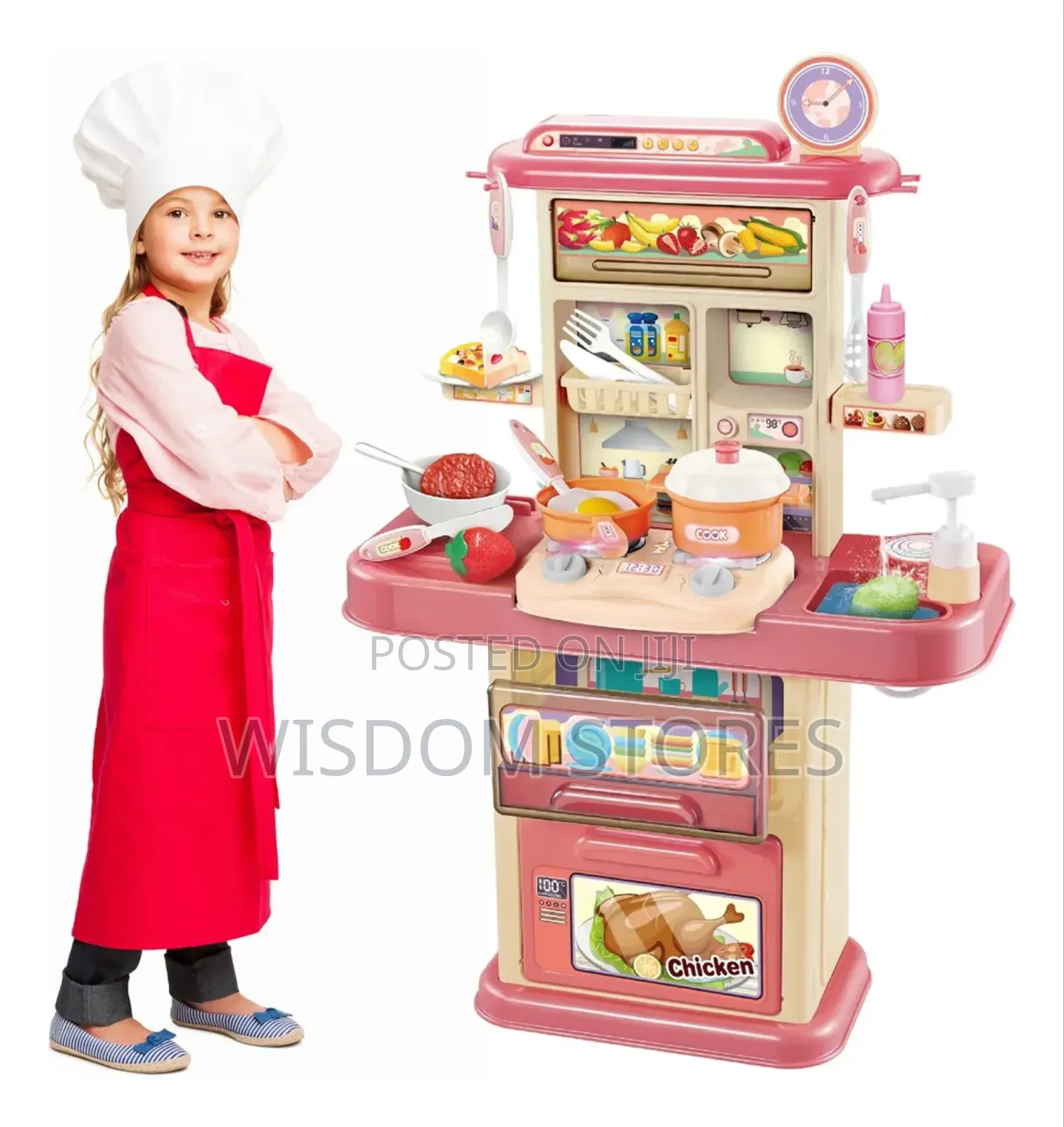 Children's Kitchen Toy 70cm Simulation Light Sound Pink Water