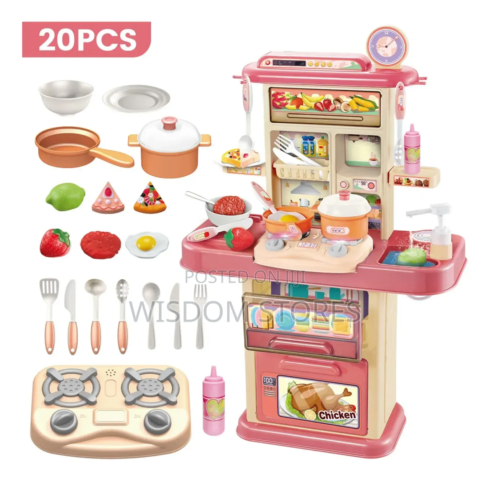 Children's Kitchen Toy 70cm Simulation Light Sound Pink Water