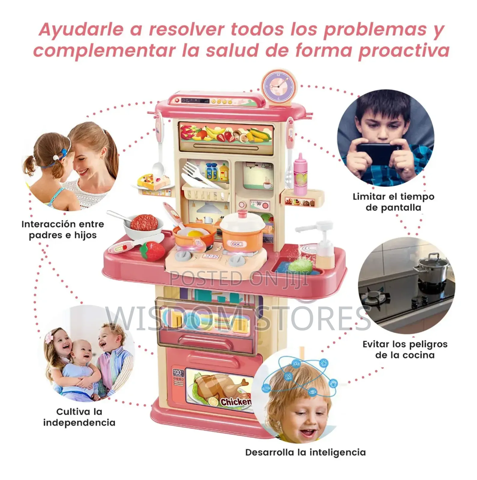 Children's Kitchen Toy 70cm Simulation Light Sound Pink Water