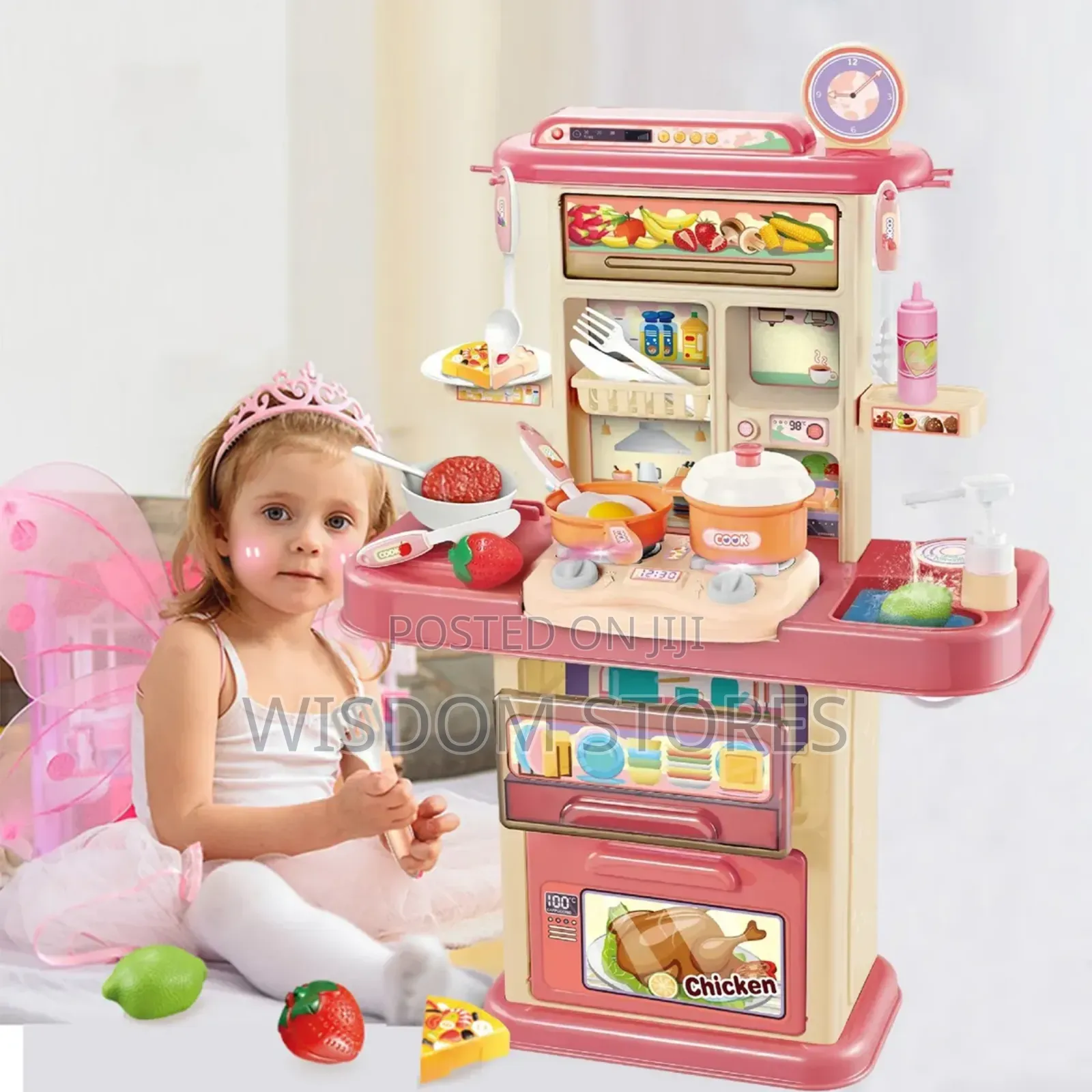 Children's Kitchen Toy 70cm Simulation Light Sound Pink Water