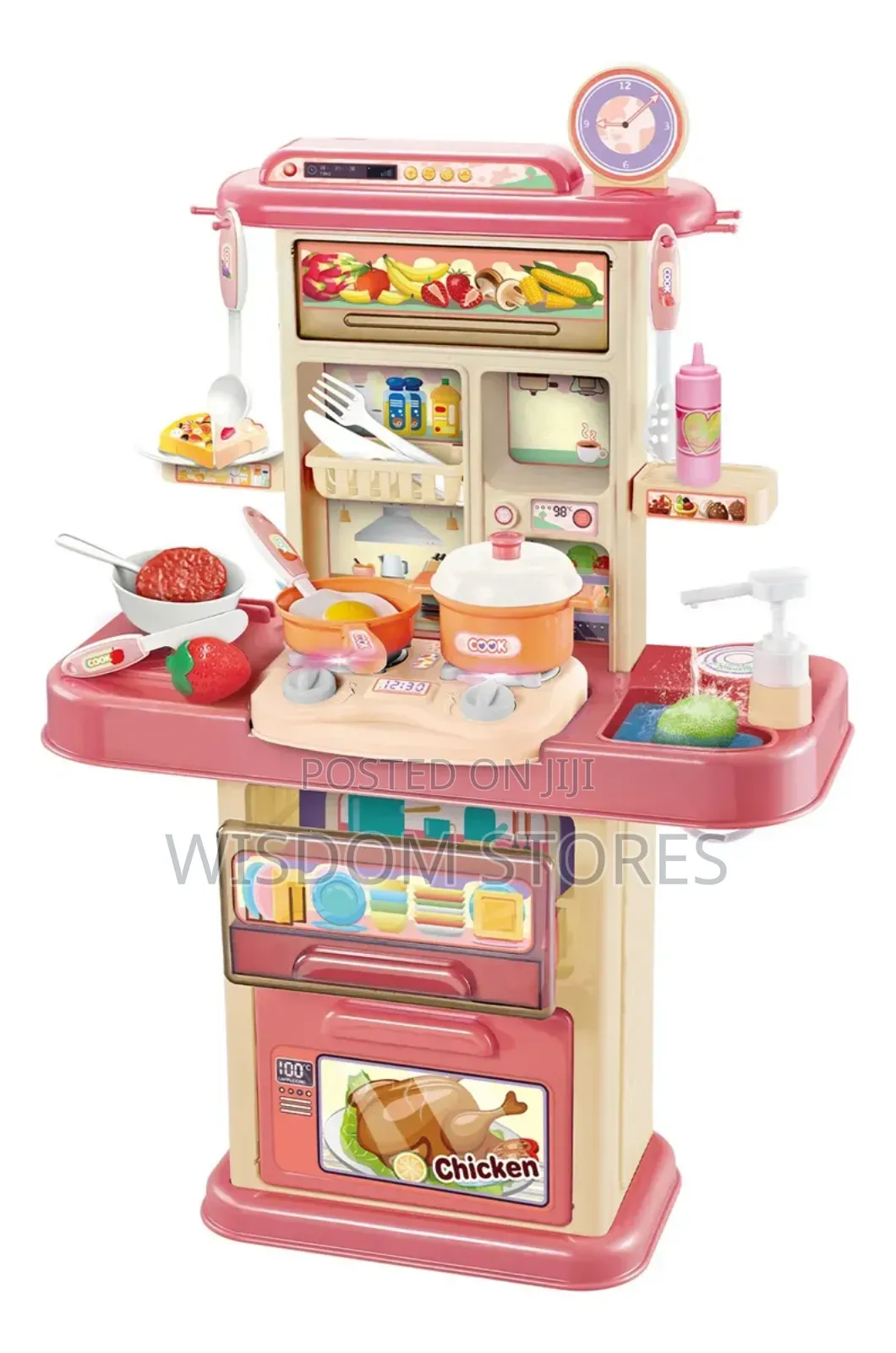 Children's Kitchen Toy 70cm Simulation Light Sound Pink Water